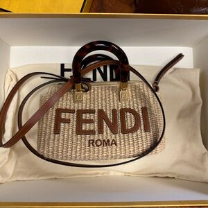 Fendi Tan Woven Mini Bag with Brown Accents